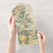Cream Yellow Lemon Orchard Botanischer QR Code All In One Einladung (Abreißen)