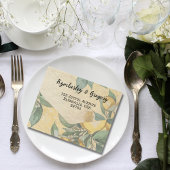 Cream Yellow Lemon Orchard Botanischer QR Code All In One Einladung