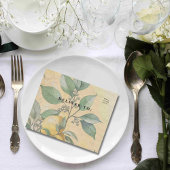 Cream Yellow Lemon Orchard Botanischer QR Code All In One Einladung
