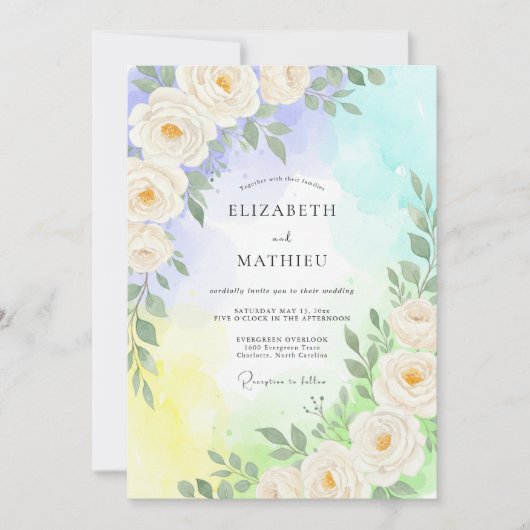 Cream Yellow Rose Hochzeit Einladung (Vorderseite)
