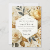 Creamfarbene Florale Ätherische Hochzeit Einladung (Vorderseite)