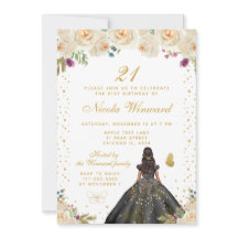 Creamfarbene Florale Dark Skin Prinzessin Geburtst