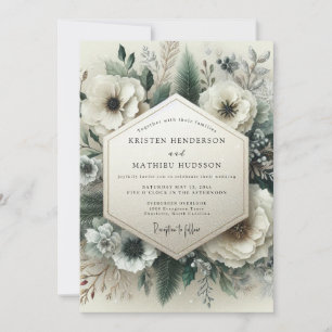Creamfarbene Florale Ethische Hochzeit Einladung