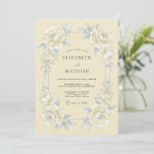 Creamfarbene florale Hochzeit Einladung (Stehend Vorderseite)