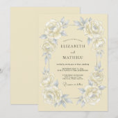 Creamfarbene florale Hochzeit Einladung (Vorne/Hinten)
