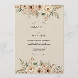 Creamige florale Hochzeit im Ätherischen Stil Einladung