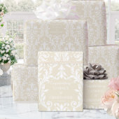 Creamy Almond White Damask Name Gratulation hinzuf Geschenkpapier