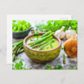 Creamy Asparagus Suppe mit Kräutern Feiertagspostkarte (Vorne/Hinten)
