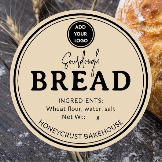 Creamy Beige Bakery Sourdough Bread Label Sticker