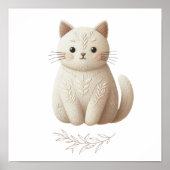 Creamy Beige Kitty Boho besticktes Cat Poster (Vorne)