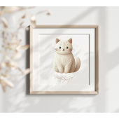 Creamy Beige Kitty Boho besticktes Cat Poster