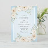 Creamy Blossom Leaf Hochzeit Einladung (Stehend Vorderseite)