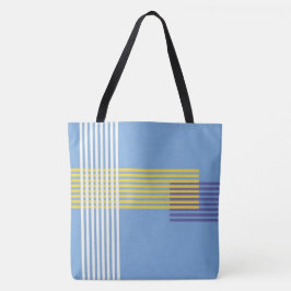 Creamy Blue Color Printed Tote Bag Tasche