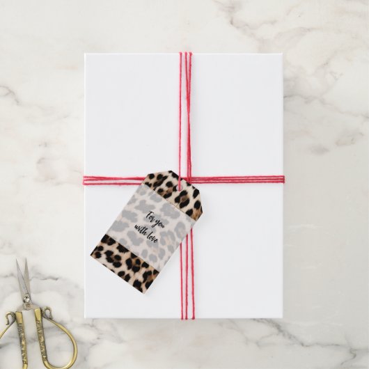 Creamy Brown Black Leopard Geschenkanhänger (Mit Garn)