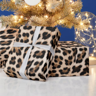 Creamy Brown Black Leopard Geschenkpapier