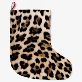 Creamy Brown Black Leopard Großer Weihnachtsstrumpf