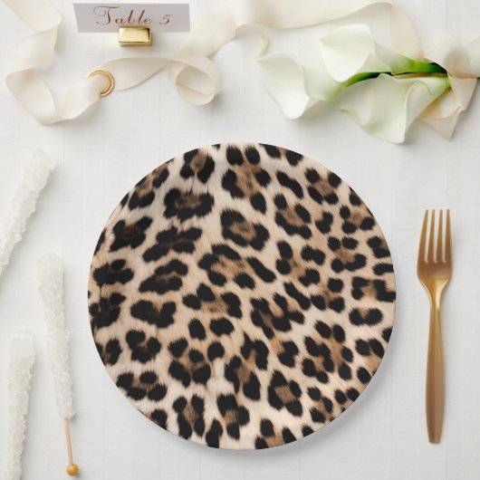 Creamy Brown Black Leopard Herz Pappteller (Hochzeit)