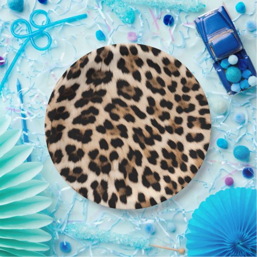 Creamy Brown Black Leopard Herz Pappteller (Party)