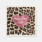 Creamy Brown Black Leopard Herz Serviette (Vorderseite)