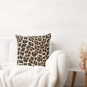 Creamy Brown Black Leopard Kissen