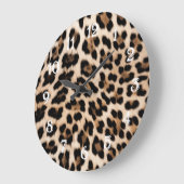 Creamy Brown Black Leopard Print Animal Wedding Große Wanduhr (Winkel)