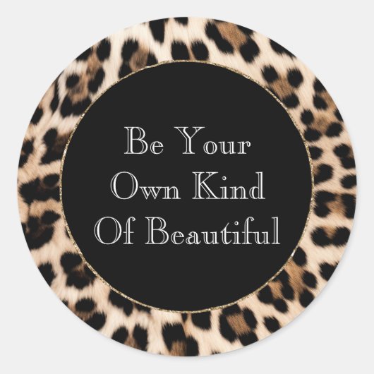 Creamy Brown Black Leopard Print Runder Aufkleber (Vorderseite)