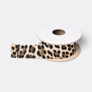 Creamy Brown Black Leopard Print Satinband