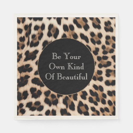 Creamy Brown Black Leopard Print Serviette (Vorderseite)