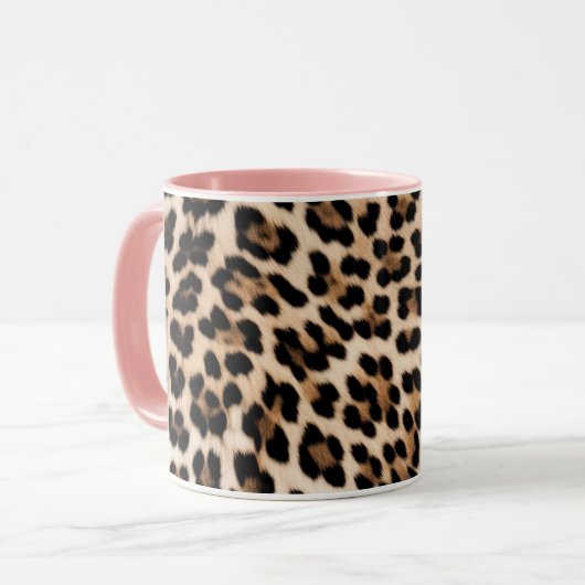 Creamy Brown Black Leopard Print Tasse (Vorderseite Links)