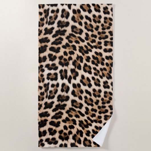 Creamy Brown Black Leopard Strandtuch (Vorderseite)