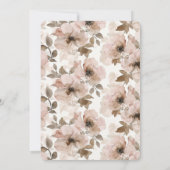 Creamy Brown Blush Pink Floral Geburtstag Einladung (Rückseite)
