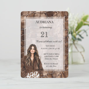Creamy Brown Chocolate Brown Hair Girl Birthday Einladung