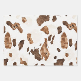 Creamy Brown Chocolate Cow Print Animal Birthday Geschenkpapier Set
