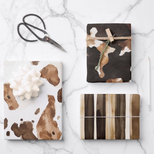 Creamy Brown Chocolate Cow Print Animal Birthday Geschenkpapier Set (Vorderseite)