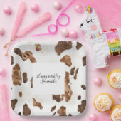 Creamy Brown Chocolate Cow Print Animal Birthday Pappteller (Party)