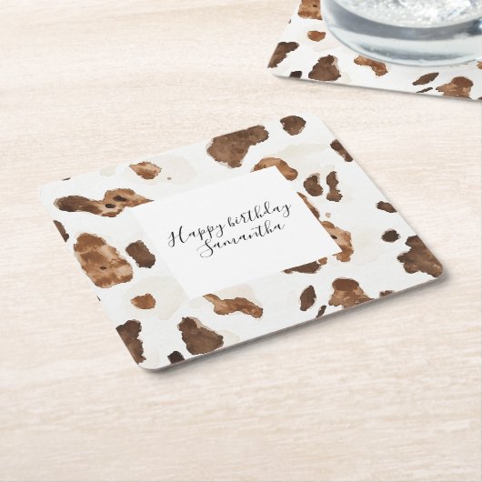 Creamy Brown Chocolate Cow Print Animal Birthday Rechteckiger Pappuntersetzer (angewinkelt)