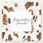 Creamy Brown Chocolate Cow Print Animal Birthday Rechteckiger Pappuntersetzer (Vorderseite)