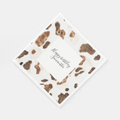 Creamy Brown Chocolate Cow Print Animal Birthday Serviette (Ecke)