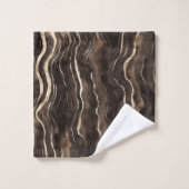 Creamy Brown Chocolate Gold Wavy Stripes Badhandtuch Set (Waschlappen)