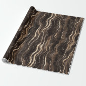 Creamy Brown Chocolate Gold Wavy Stripes Christmas Geschenkpapier (Ungerollt)