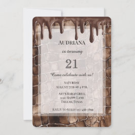 Creamy Brown Chocolate Tropfen Geburtstag Einladung