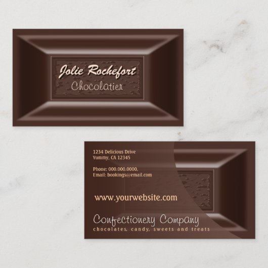 Creamy Dark Chocolate Chocolatier Business Cards Visitenkarte (Vorne/Hinten)