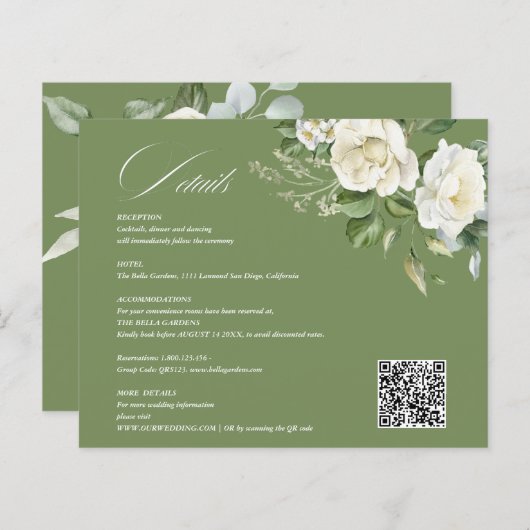 Creamy Floral Eucalyptus QR code Details Wedding (Vorne/Hinten)