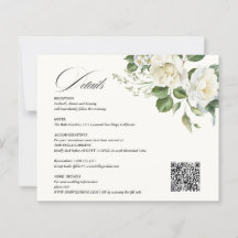 Creamy Floral Eucalyptus QR code Details Wedding