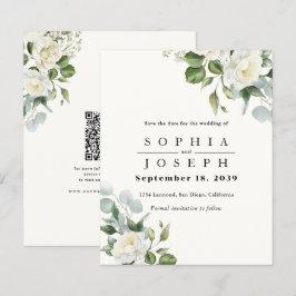 Creamy Floral Eucalyptus Wedding Save the date