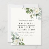 Creamy Floral Eucalyptus Wedding Save the date (Vorderseite)