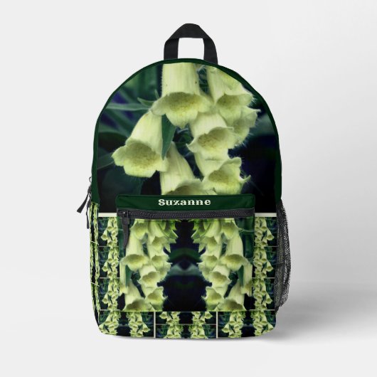 Creamy Foxglove Blume Personalisiert Bedruckter Rucksack (Vorderseite)