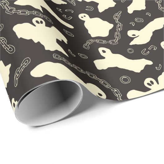 Creamy Ghosts - Halloween-Muster. Geschenkpapier (Rolleneckpunkt)