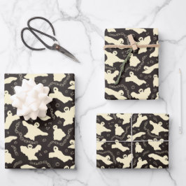 Creamy Ghosts - Halloween-Muster. Geschenkpapier Set