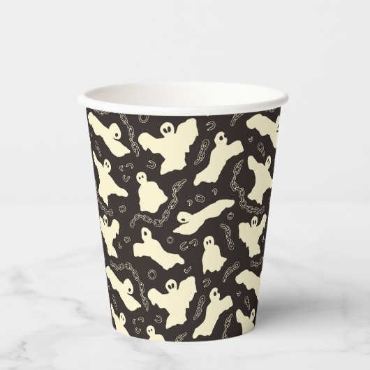 Creamy Ghosts - Halloween-Muster. Pappbecher (Vorderseite)